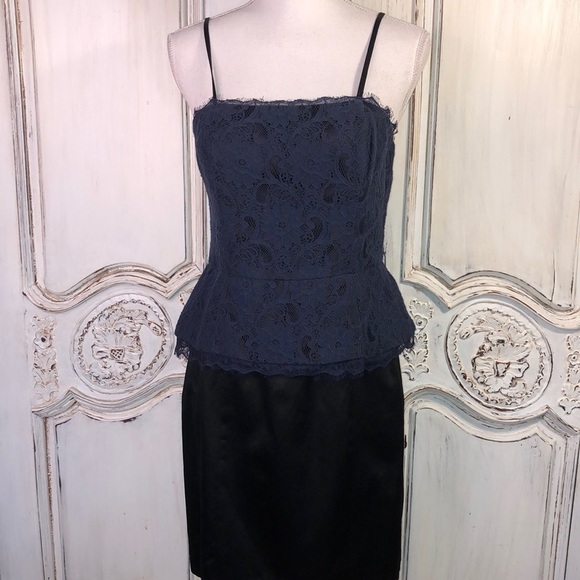Kate Young For Target Spaghetti Strap Navy Lace Peplum Bodice Dress Size 8 - Picture 1 of 14